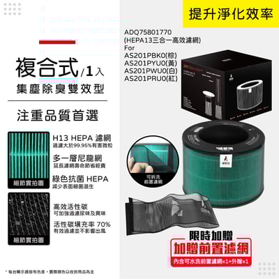 【蟎著媽】 濾網 適 LG樂金  AeroFurniture 新淨几 無線充電空清機 AS201PYU0 PWU0 PRU011