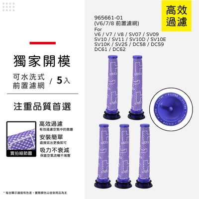 適用 Dyson 戴森 V6 V7 V8 SV07 SV09 SV10 SV11 DC58 59 吸塵器 前置 後置濾網12
