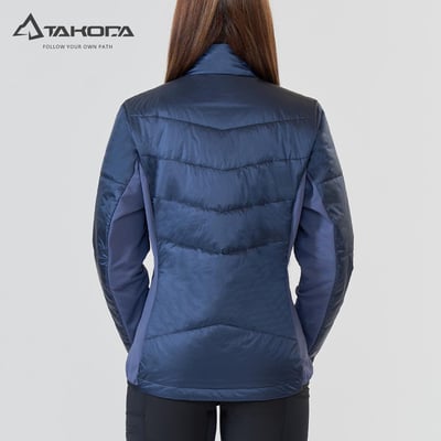 TAKODA Okaga G60輕量保暖科技棉立領外套 女款 雲灰色/深海藍4