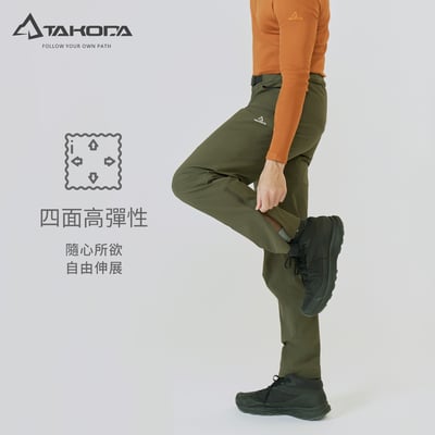 TAKODA 抗撕裂防風防潑登山長褲 男款 黑色/橄綠11