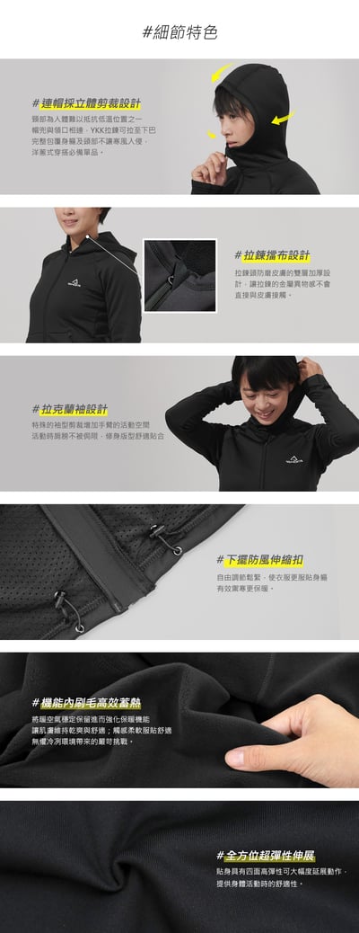 TAKODA  Skan 中層刷毛連帽外套 女款 暗岩藍/黑 兩色7