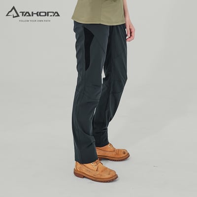 TAKODA 輕量彈性吸濕排汗速乾長褲 女款 鐵灰/黑3