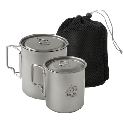 Horizon 天際線 純鈦戶外野營馬克杯雙杯組 (750ml+420ml)2