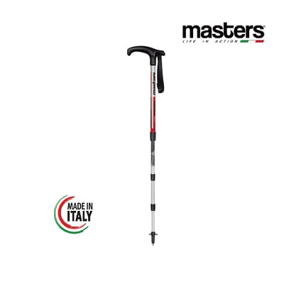 MASTERS Pocketrek 寶特/大寶特登山休閒杖(銀/紅) 7075鋁合金 義大利製2