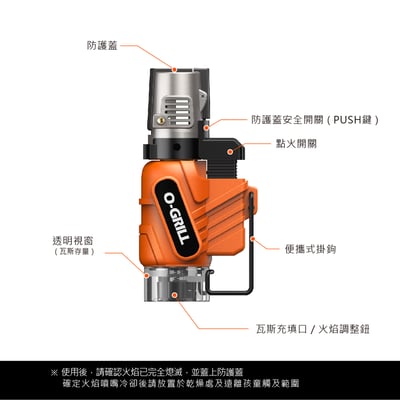O-GRILL GJ-100 安全防風打火機/點火器/野外求生/生火/登山/露營/野炊/台灣製/MIT5