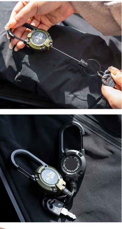 日系風 WILD 多功能伸缩掛勾 鑰匙圈 登山扣 防丟防盜 延長鍊 伸縮扣 證件扣 掛勾9