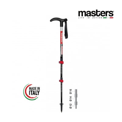 MASTERS Pocketrek 寶特/大寶特登山休閒杖(銀/紅) 7075鋁合金 義大利製15