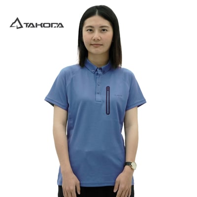 TAKODA Tipi 排汗吸臭都會休閒 POLO衫 女款 灰丁寧藍1