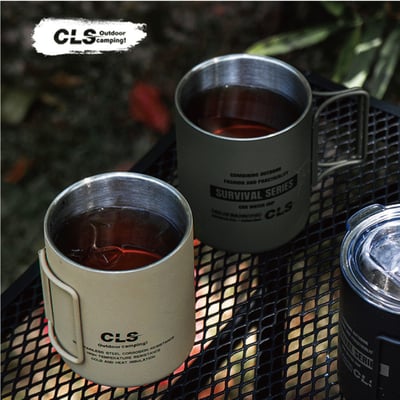CLS 不鏽鋼雙層保溫杯 320ml 摺疊杯 斷熱杯 登山 露營 咖啡杯3
