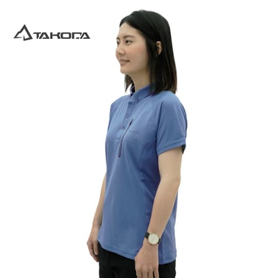 TAKODA Tipi 排汗吸臭都會休閒 POLO衫 女款 灰丁寧藍2