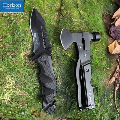 Horizon 天際線 黑化野人野外折疊刀/工具斧1