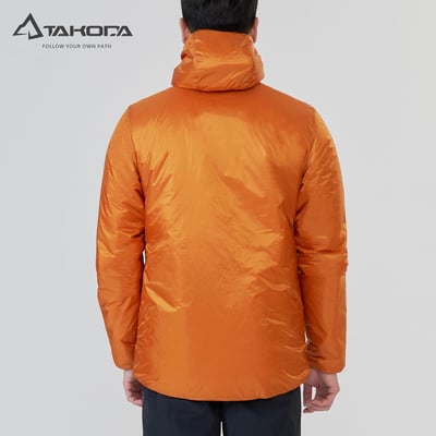 TAKODA Okaga G100輕量保暖科技棉連帽外套(男女共版) 暖橘色/暗岩藍5