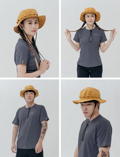 TAKODA Wiyaka 防潑水可收納漁夫帽 暖橘色/森林綠/黑色6