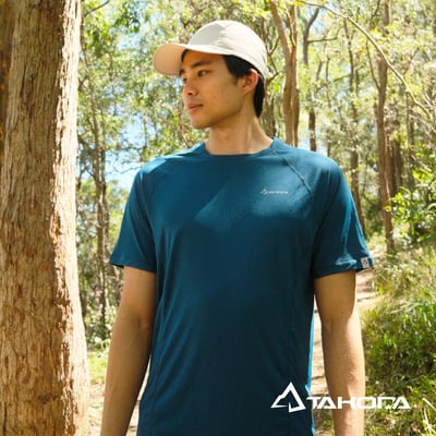 TAKODA Wi 環保機能輕量速乾圓領短袖 男款 暗岩藍/森林綠3