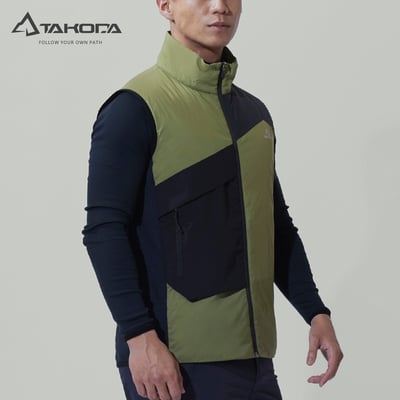 TAKODA  Okaga 輕量防風科技保溫棉登山背心 男款 橄藍綠/黑色 兩色3