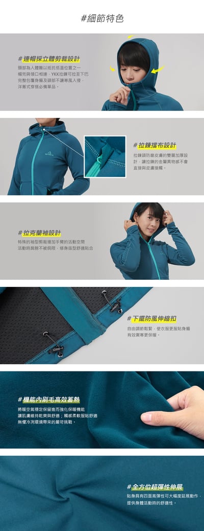 TAKODA  Skan 中層刷毛連帽外套 女款 暗岩藍/黑 兩色15