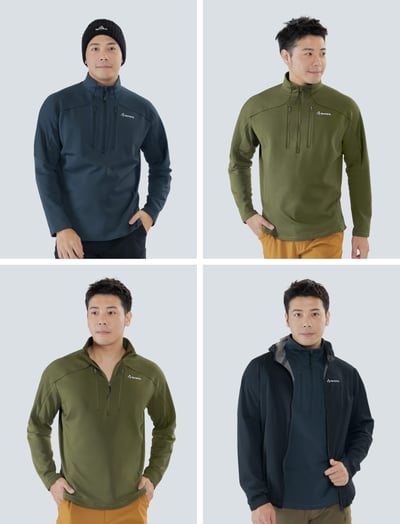 TAKODA Skan 厚版彈性刷毛套頭保暖衣 男款 兩色9