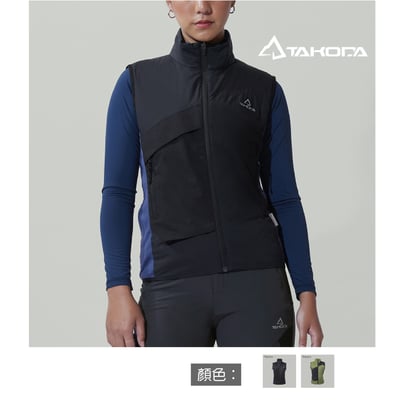 TAKODA  Okaga 輕量防風科技保溫棉登山背心 女款 黑色/軍綠 兩色1