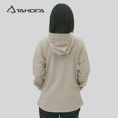 TAKODA Mni 輕薄防風透氣連帽機能外套 女款 淺卡其色3
