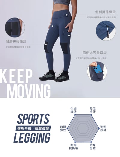 TAKODA 輕量耐磨登山緊身褲 女款 黑色 (包覆升級版)13