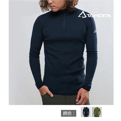 TAKODA Maka 套頭拉鍊刷毛保暖衣 男款 軍綠/黑色 兩色1