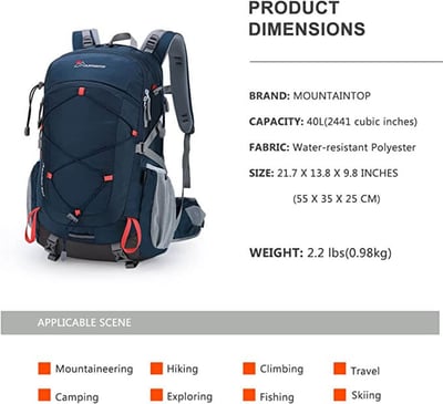 MOUNTAINTOP Unisex Backpack 40L 健行背包 附防雨罩 四色可選3