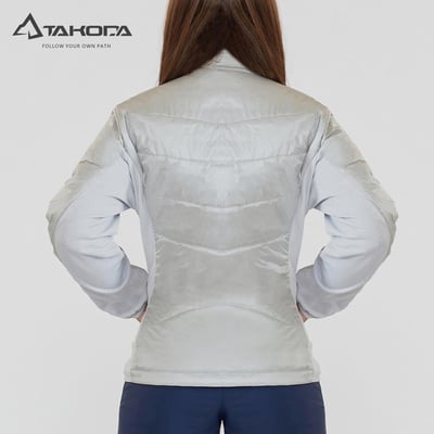 TAKODA Okaga G60輕量保暖科技棉立領外套 女款 雲灰色/深海藍8