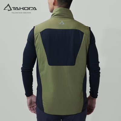 TAKODA  Okaga 輕量防風科技保溫棉登山背心 男款 橄藍綠/黑色 兩色4