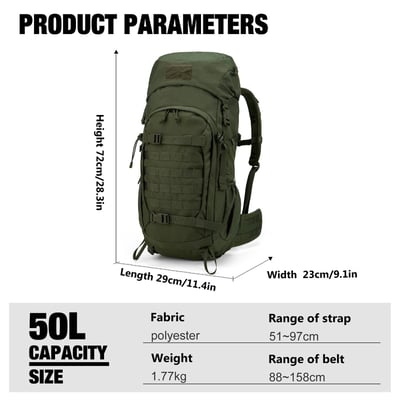 Mountaintop 50L 戰術軍用裝備包 登山包 附防雨罩 MPA597318
