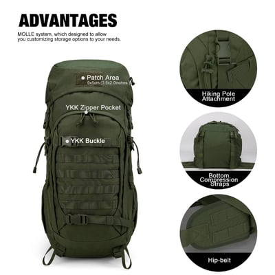 Mountaintop 50L 戰術軍用裝備包 登山包 附防雨罩 MPA597320