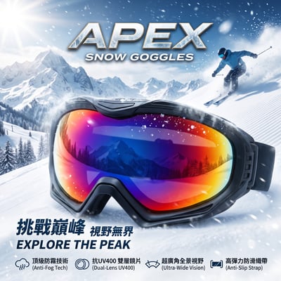 【APEX】滑雪鏡 風鏡 護目鏡 收納盒 REVO 鍍膜鏡片(雙層防霧鏡片) 防彈 生存遊戲 騎車 登山 滑雪2