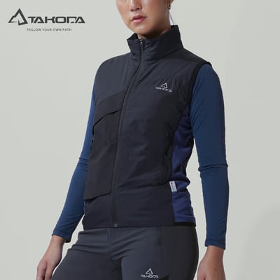TAKODA  Okaga 輕量防風科技保溫棉登山背心 女款 黑色/軍綠 兩色2