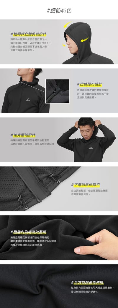 TAKODA  Skan 中層刷毛連帽外套 男款 黑色/暗岩藍 兩色14