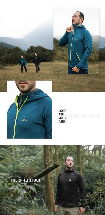 TAKODA  Skan 中層刷毛連帽外套 男款 黑色/暗岩藍 兩色8