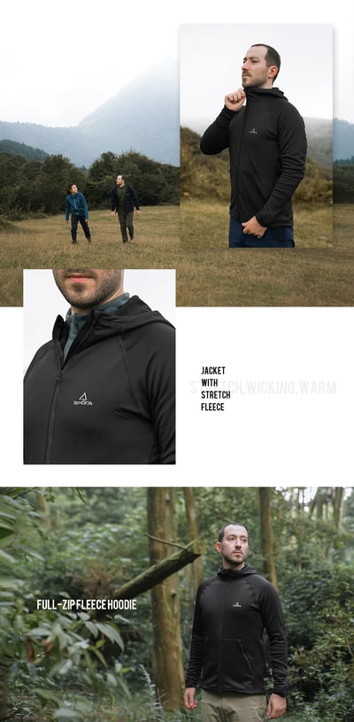 TAKODA  Skan 中層刷毛連帽外套 男款 黑色/暗岩藍 兩色15