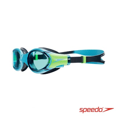 Speedo 兒童 運動泳鏡 Biofuse 2.0 超音速藍/螢光綠3