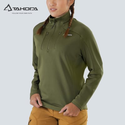 TAKODA Skan 厚版彈性刷毛套頭保暖衣 女款 兩色3