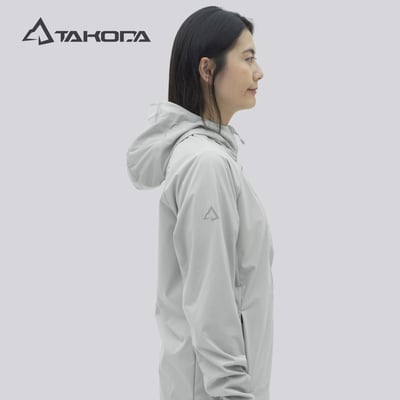 TAKODA Mni 輕薄防風透氣連帽機能外套 女款 淺灰色2