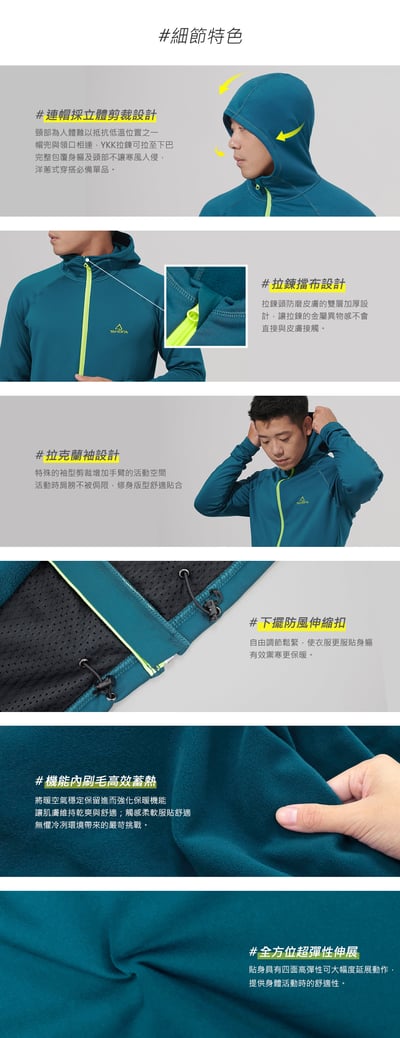 TAKODA  Skan 中層刷毛連帽外套 男款 黑色/暗岩藍 兩色7