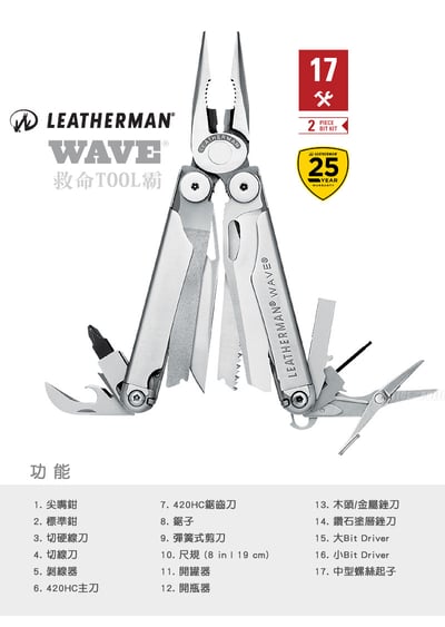 美國Leatherman NEW WAVE全新一代救命TOOL霸工具鉗/付BIT KIT多功能工具組/公司貨4
