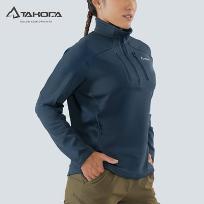 TAKODA Skan 厚版彈性刷毛套頭保暖衣 女款 兩色7