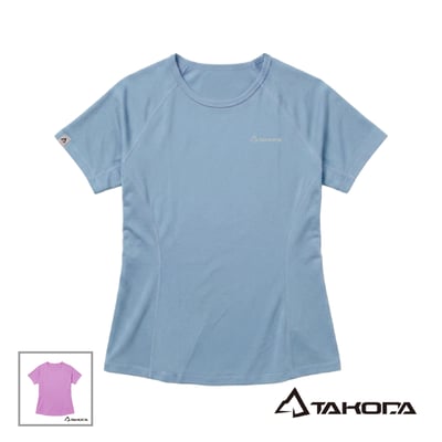 TAKODA Wi 環保機能輕量速乾圓領短袖 女款 淺藍/粉紫1