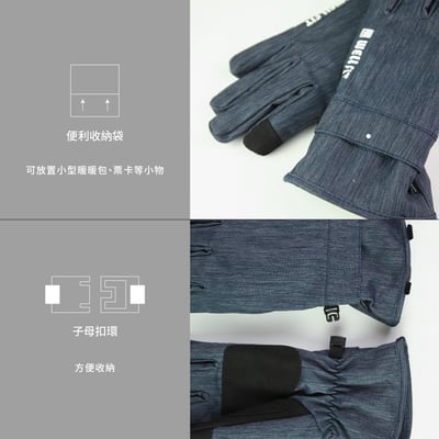WELL FIT 輕量觸控防水保暖手套-丹寧藍II7