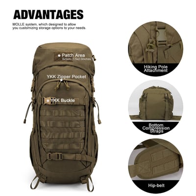 Mountaintop 50L 戰術軍用裝備包 登山包 附防雨罩 MPA597313