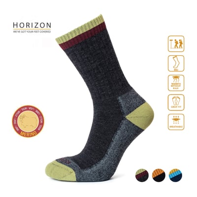 英國HORIZON Micro Crew 超細19.5 microns 美麗諾羊毛健走襪 三色可選1