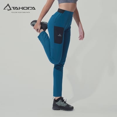 TAKODA 輕量彈性多功能快乾長褲 女款 午夜藍/黑色3