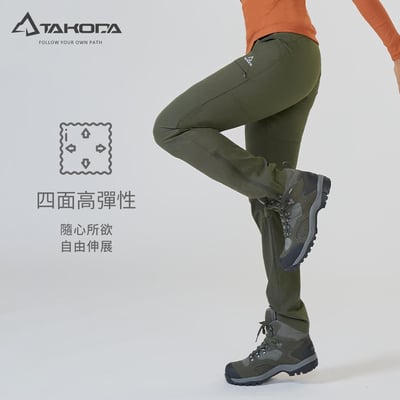 TAKODA 抗撕裂防風防潑登山長褲 女款 橄欖綠/藏青5