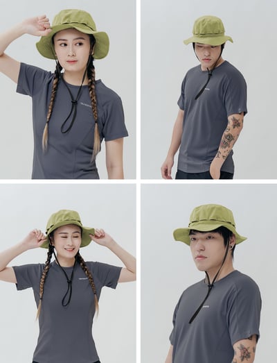 TAKODA Wiyaka 防潑水可收納漁夫帽 暖橘色/森林綠/黑色16