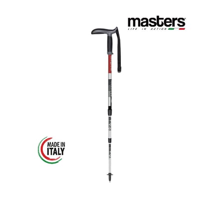 MASTERS Pocketrek 寶特/大寶特登山休閒杖(銀/紅) 7075鋁合金 義大利製10