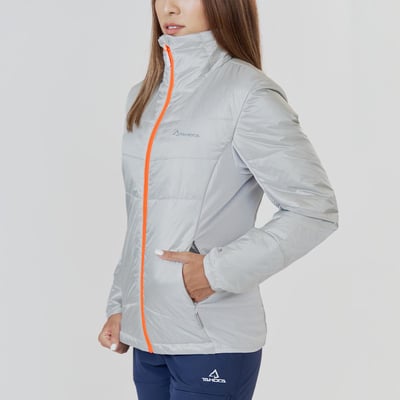 TAKODA Okaga G60輕量保暖科技棉立領外套 女款 雲灰色/深海藍9